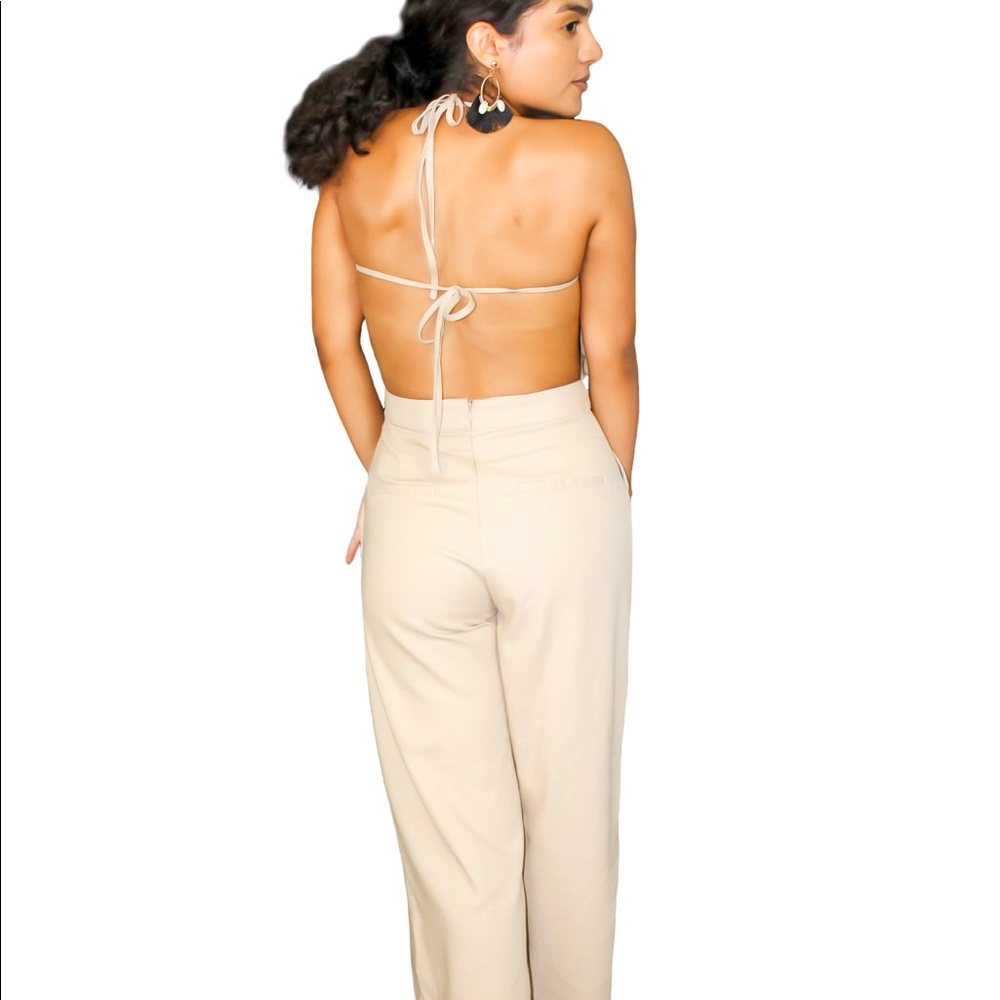 HALTER NECK LINEN JUMPSUIT - Picture 3 of 3